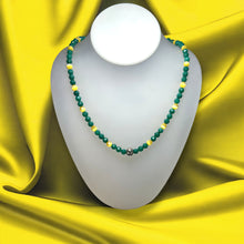 Handmade Green Yellow Glass Facet 6mm Ball Necklace