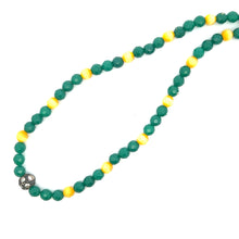 Handmade Green Yellow Glass Facet 6mm Ball Necklace