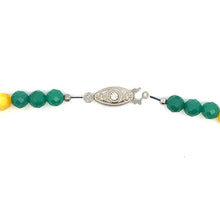 Handmade Green Yellow Glass Facet 6mm Ball Necklace