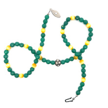 Handmade Green Yellow Glass Facet 6mm Ball Necklace