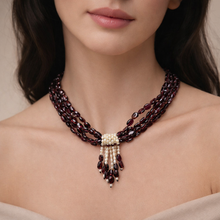 Natural Garnet Mani & Pearl Gemstone Handmade Necklace