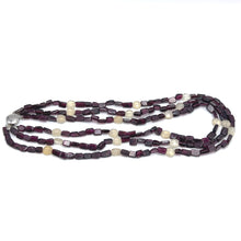 Natural Garnet Plain Tube & Chalcedony Round Handmade Gemstone Beaded 17.2