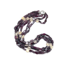 Natural Garnet Plain Tube & Chalcedony Round Handmade Gemstone Beaded 17.2