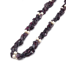 Artisan Natural Garnet Plain Tube & Pearl Round Gemstone Beaded 15.8