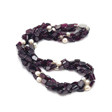 Artisan Natural Garnet Plain Tube & Pearl Round Gemstone Beaded 15.8