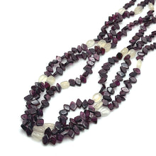 Minimalist Handmade Natural Garnet Plain Fish & Chalcedony Nugget Gemstone Beaded 17.9