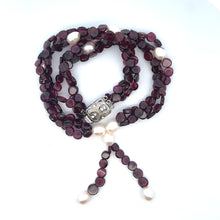 Natural Garnet Button with Pearl Oval Smooth Gemstone Necklace