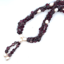 Natural Garnet Button with Pearl Oval Smooth Gemstone Necklace