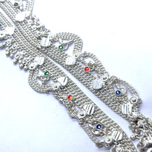 Multi-Layered German Silver with Anklet Pair with Bells Charms and Engraved Heart Motifs Payal