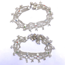 Multi-Layered German Silver with Anklet Pair with Bells Charms and Engraved Heart Motifs Payal