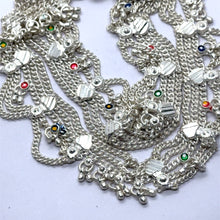Multi-Layered German Silver with Anklet Pair with Bells Charms and Engraved Heart Motifs Payal