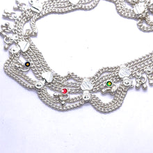 Traditional Multi Layered German Silver Payal Pair with Heart Motif and Anklet Bells