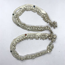 Multi Layered Ethnic German Silver Anklet Pair with Tinkling Charms and Motifs
