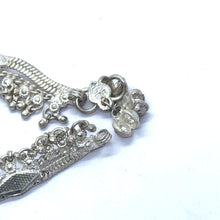 Multi Layered Ethnic German Silver Anklet Pair with Tinkling Charms and Motifs