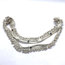 Multi Layered Ethnic German Silver Anklet Pair with Tinkling Charms and Motifs