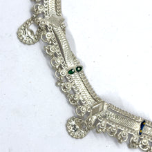 Bohemian Style German Silver Anklet Pair with Engraved Motifs and Sound Bells