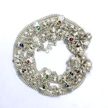 Traditional Multi-Layered German Silver Sound Bell Payal Anklet Set with Colorful Hearts and Engraved Motifs