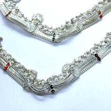 Bohemian Style German Silver Anklet Pair with Subtle Engraved Motifs and Charms Jewelry