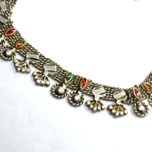 Elegant German Silver Anklet Pair with Bohemian Style Traditional Motifs and Charms