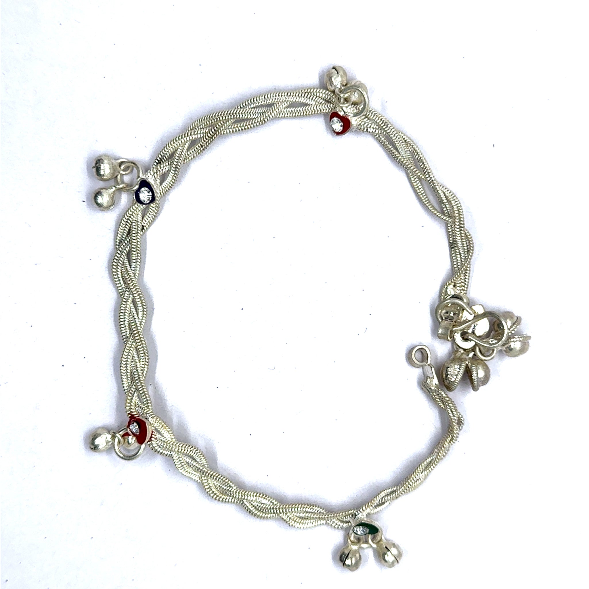 Stylish Twisted Style with Charms German Silver Anklet Pair Jewelry