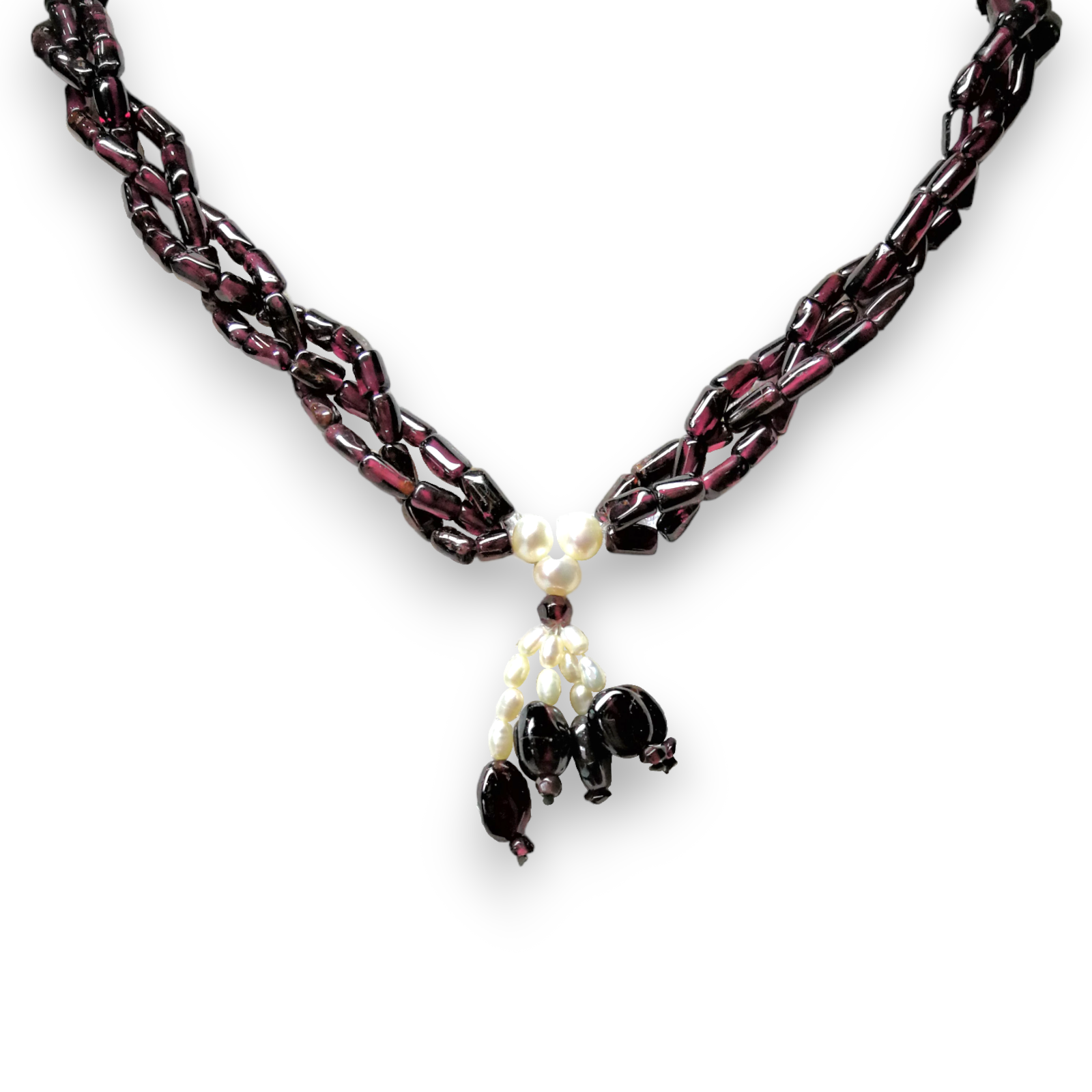 Natural Handmade Necklace 16"-18" Garnet Pearls Beads Gemstone Jewellery