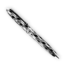 Luxury Handcrafted Writing Pen Abstract Black Silver Grid Pen