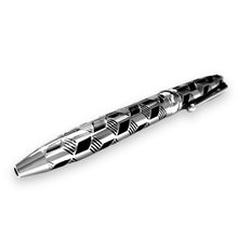 Luxury Handcrafted Writing Pen Abstract Black Silver Grid Pen