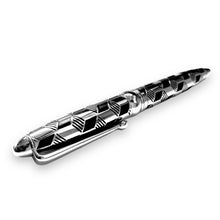 Luxury Handcrafted Writing Pen Abstract Black Silver Grid Pen