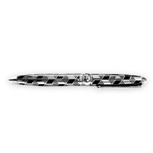 Luxury Handcrafted Writing Pen Abstract Black Silver Grid Pen