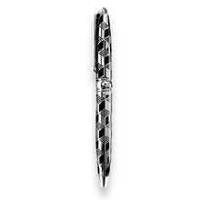 Luxury Handcrafted Writing Pen Abstract Black Silver Grid Pen