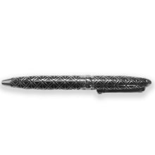 Luxury Black Handcrafted Writing Pen With Silver Embossed Grid