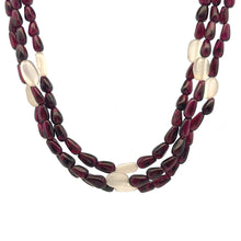 Handmade Natural Garnet Plain Drop & Chalcedony Nugget Gemstone Beaded 18.2