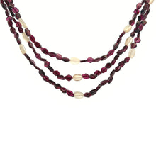 Handmade Natural Garnet Plain Hexagon & Chalcedony Nugget Gemstone Beaded 18.9