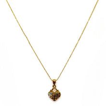 Heart Pendant Necklace Warm Yellow Tone Plated with White Rhinestone – Chic Romantic Jewelry