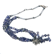 Natural Iolite Rondelle Briolette Cut Beads Semiprecious Necklace Earring Set