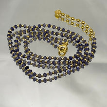 Natural Iolite 3mm with 925 Sterling Silver Station Necklace Faceted Rondelle Beaded Gemstone Plain Silver Ball Charms Third Eye Chakra