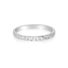 18K White Gold Ring | Handmade Hammered Texture | Vintage-Inspired Stackable Wedding Band