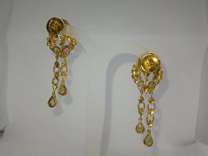18K Yellow Gold Pendant Earring with Diamond & Multi Tourmaline Natural Gemstone Tassel Elegant Jewellery Set