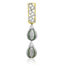 18K Yellow Gold Natural Diamond & Tsavorite Pendant and Earrings Set | Polki Teardrop Statement Fine Jewelry