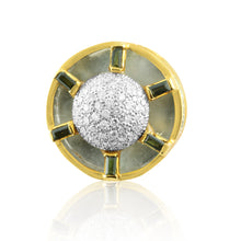18K Yellow Gold Pendant Earring with Diamond & Green Tourmaline Natural Gemstones Hoop Wheel Style Jewellery Set
