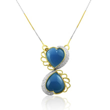 18K Yellow Gold Pendant Earring Chain with Chalcedony Heart & Natural Diamond Jewellery Set