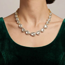 14K Yellow Gold Natural Diamond Polki Necklace in Classic Layout – Delicate Chain and Traditional Jewelry