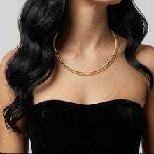 Gold Plated Square Link Choker Necklace | Matte and Shiny Finish | Modern Structured Style Jewelry