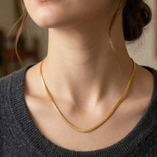 Gold Plated Textured Flat Flexi Chain Necklace | Sleek Structured Unisex Design Jewelry