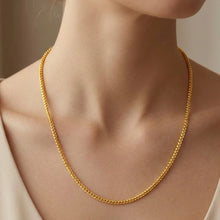 Gold Plated Disc Pattern Chain Necklace | Structured Interlocking Links | Contemporary Unisex Design