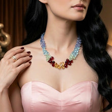 Natural Swiss Blue Topaz Citrine Prehnite Iolite White Topaz Garnet Peridot Gemstone Necklace