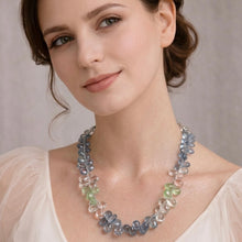 Natural Prehnite Iolite Rose Quartz Drop Briolette Gemstone Necklace Jewelry