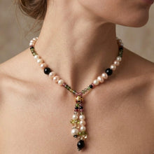 Natural Multi Tourmaline Pearl Citrine Peridot Beads Crafted Tassel Necklace