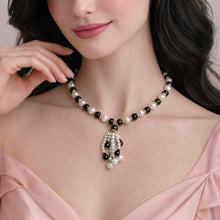 Natural Tourmaline & Pearl Round 7mm Gemstone Handmade Necklace Jewelry