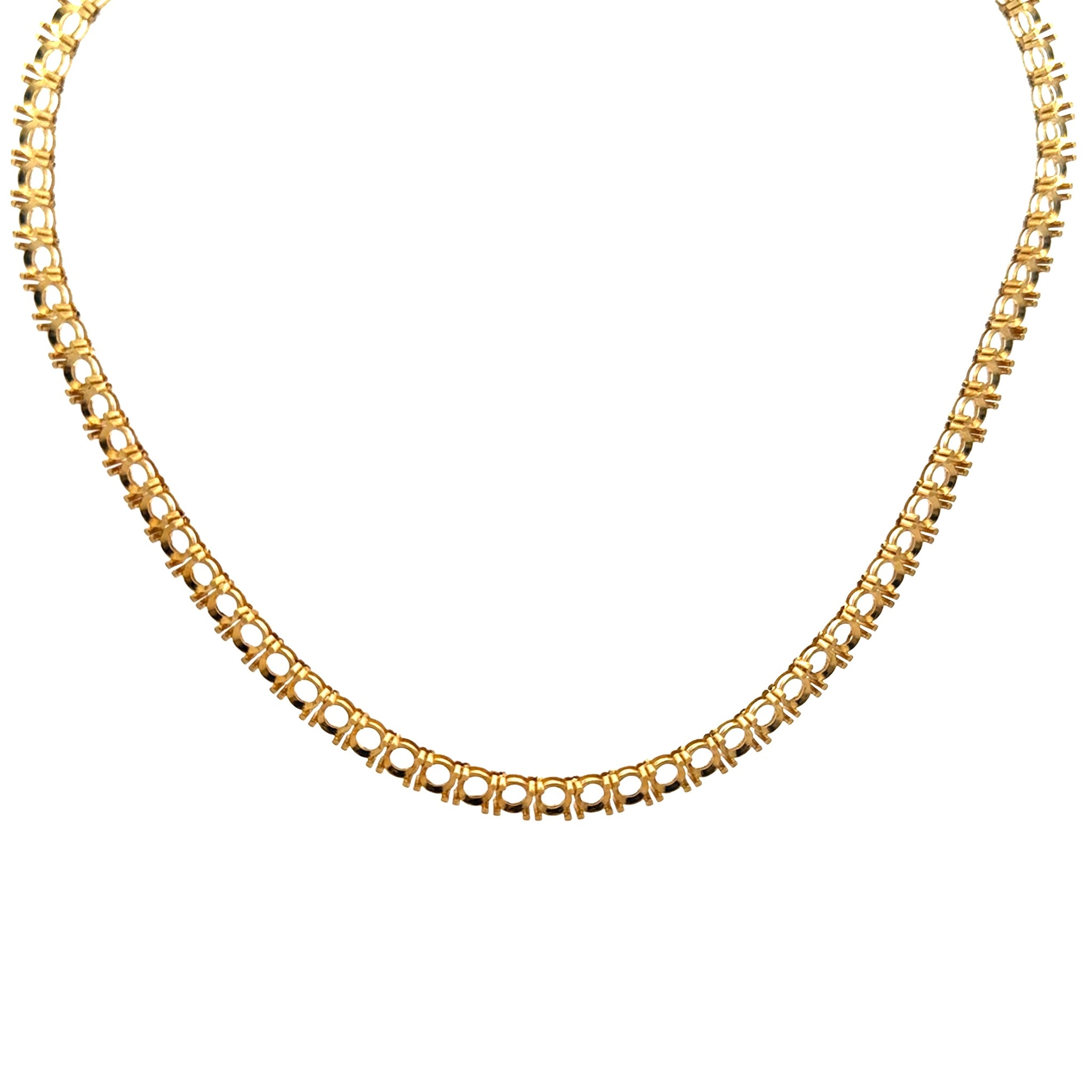 18K Yellow Gold Tennis Necklace Mounting